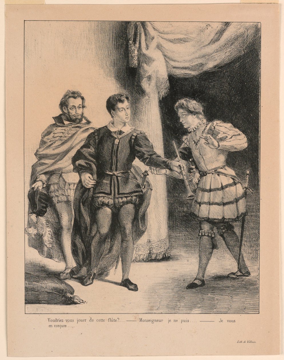 Hamlet için İllüstrasyon: Hamlet ve Guildenstern (III,2) by Eugène Delacroix