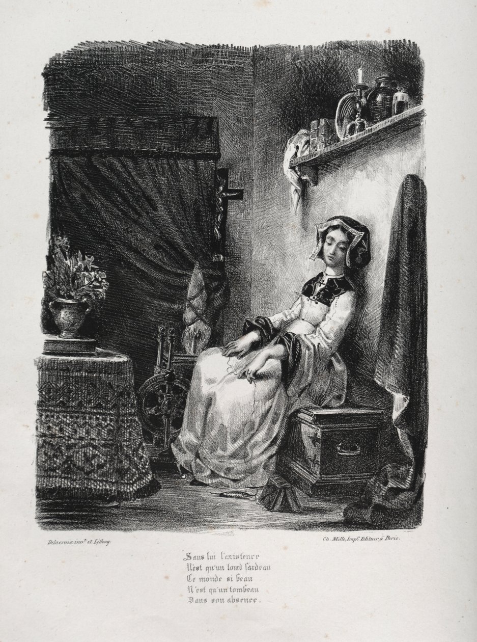 Faust için çizimler: Tekerlekli Marguerite by Eugène Delacroix