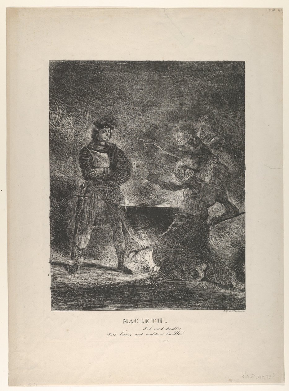 Macbeth Cadılara Danışma, 1825., 1825. by Eugène Delacroix
