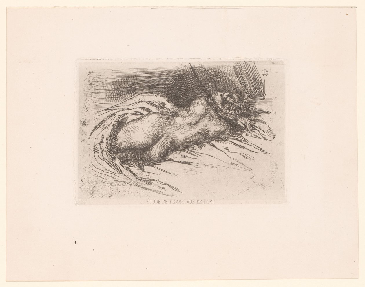 Çıplak kadın arkadan görüldü Etude de femme, vue de dos (nesne üzerindeki başlık) by Eugène Delacroix