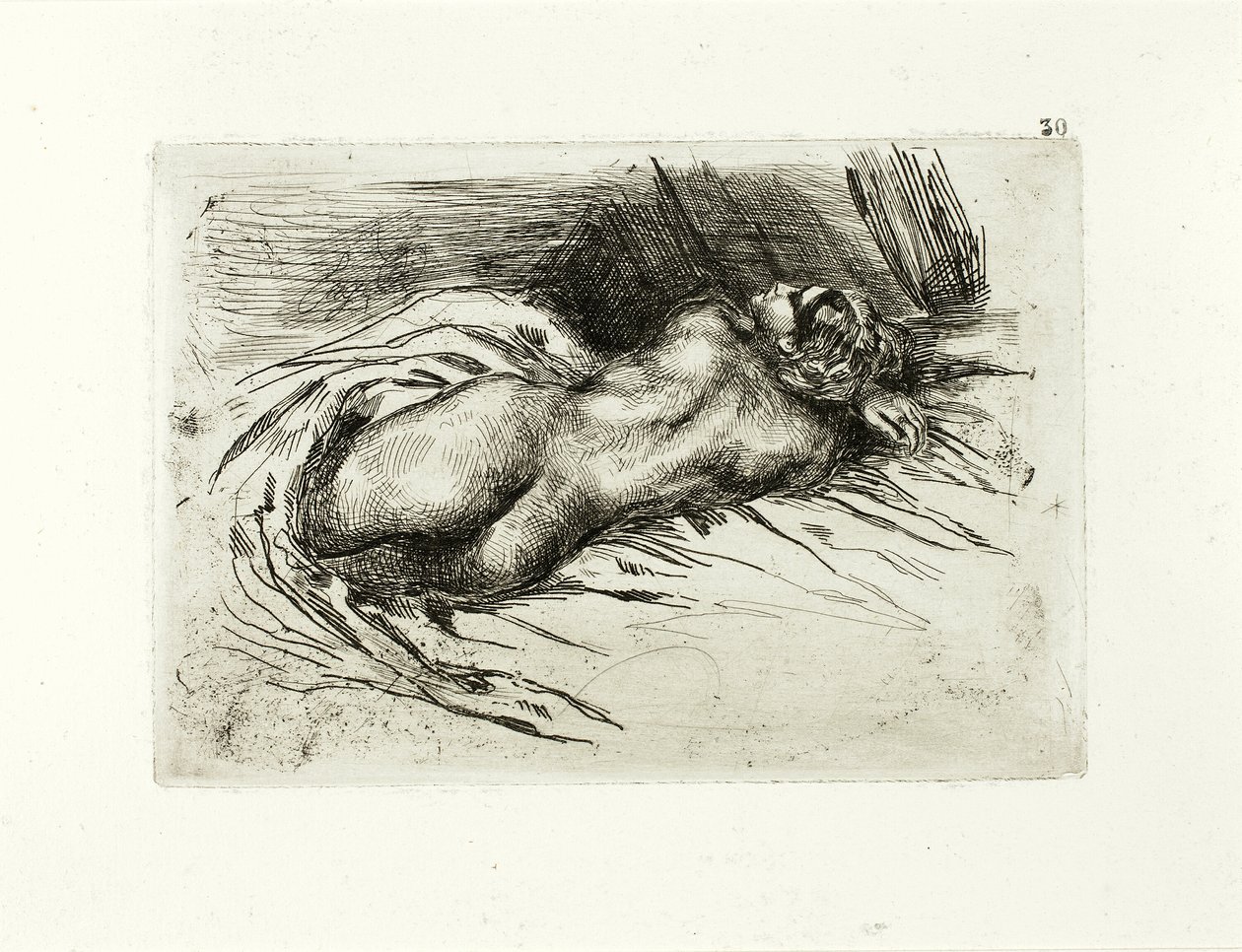 Yatan Çıplak, Arkadan Görünüm by Eugène Delacroix