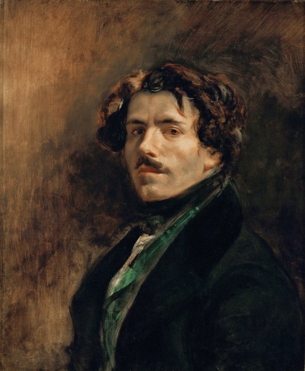 Yeşil Yelekli Otoportre by Eugène Delacroix