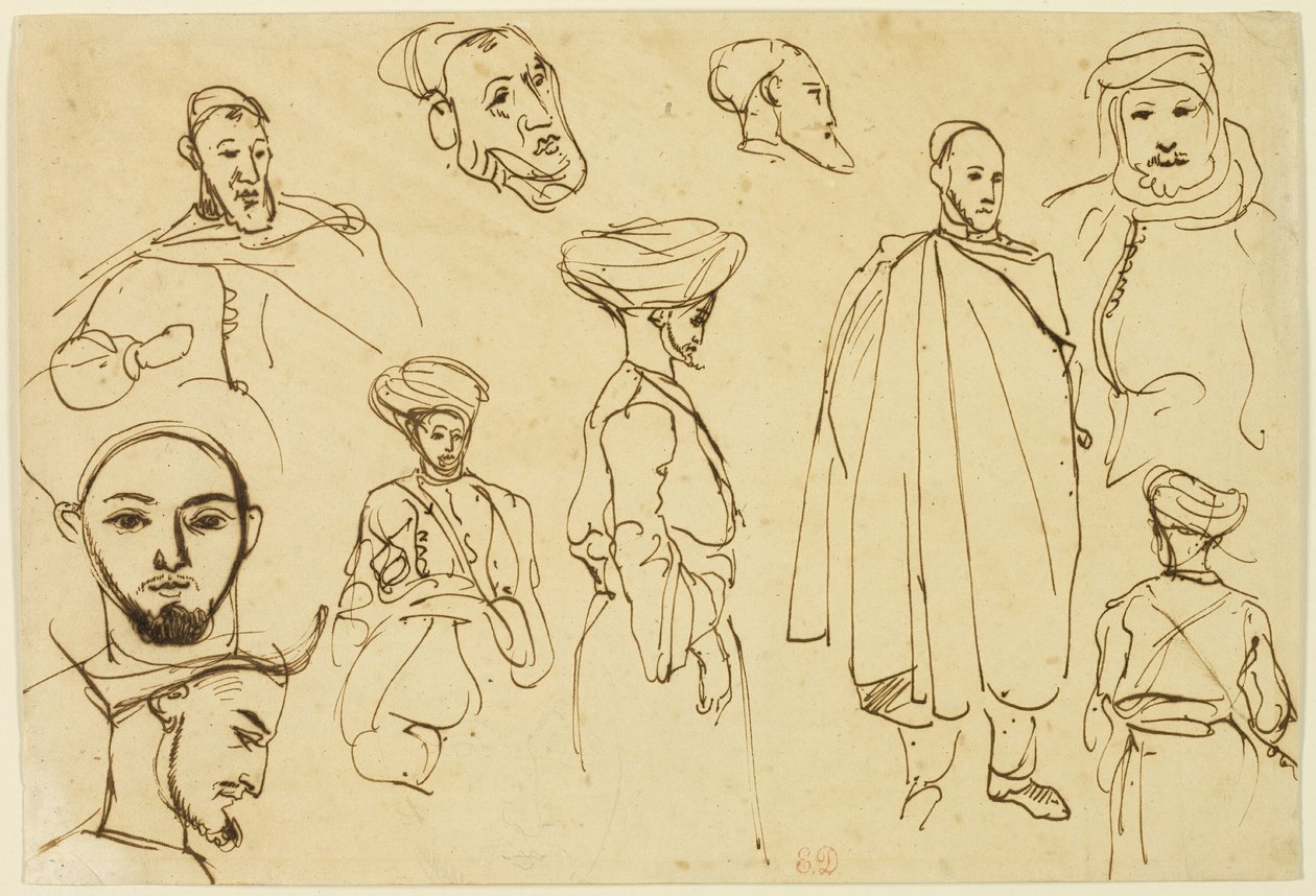 Cezayirli Erkeklerin Eskizleri by Eugène Delacroix