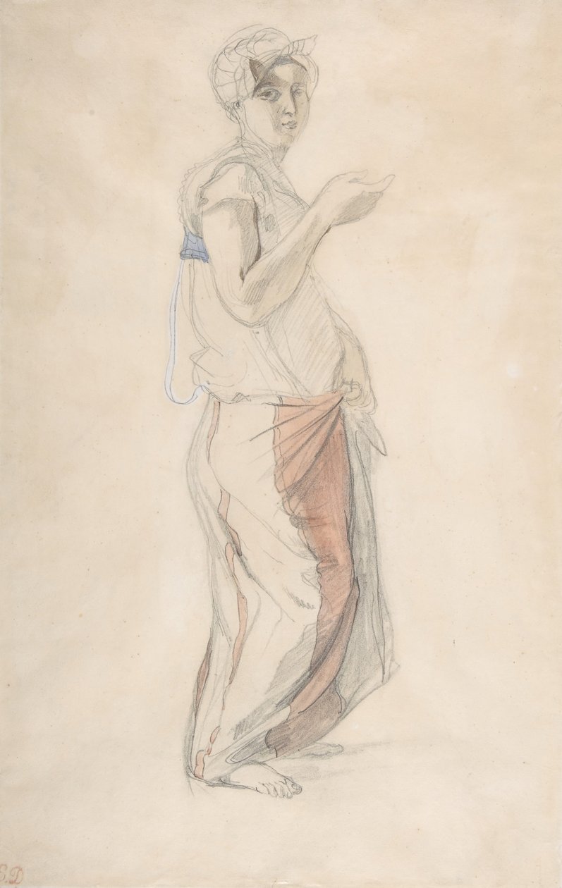 Fas Kostümlü Duran Kadın, yak. 1834. by Eugène Delacroix