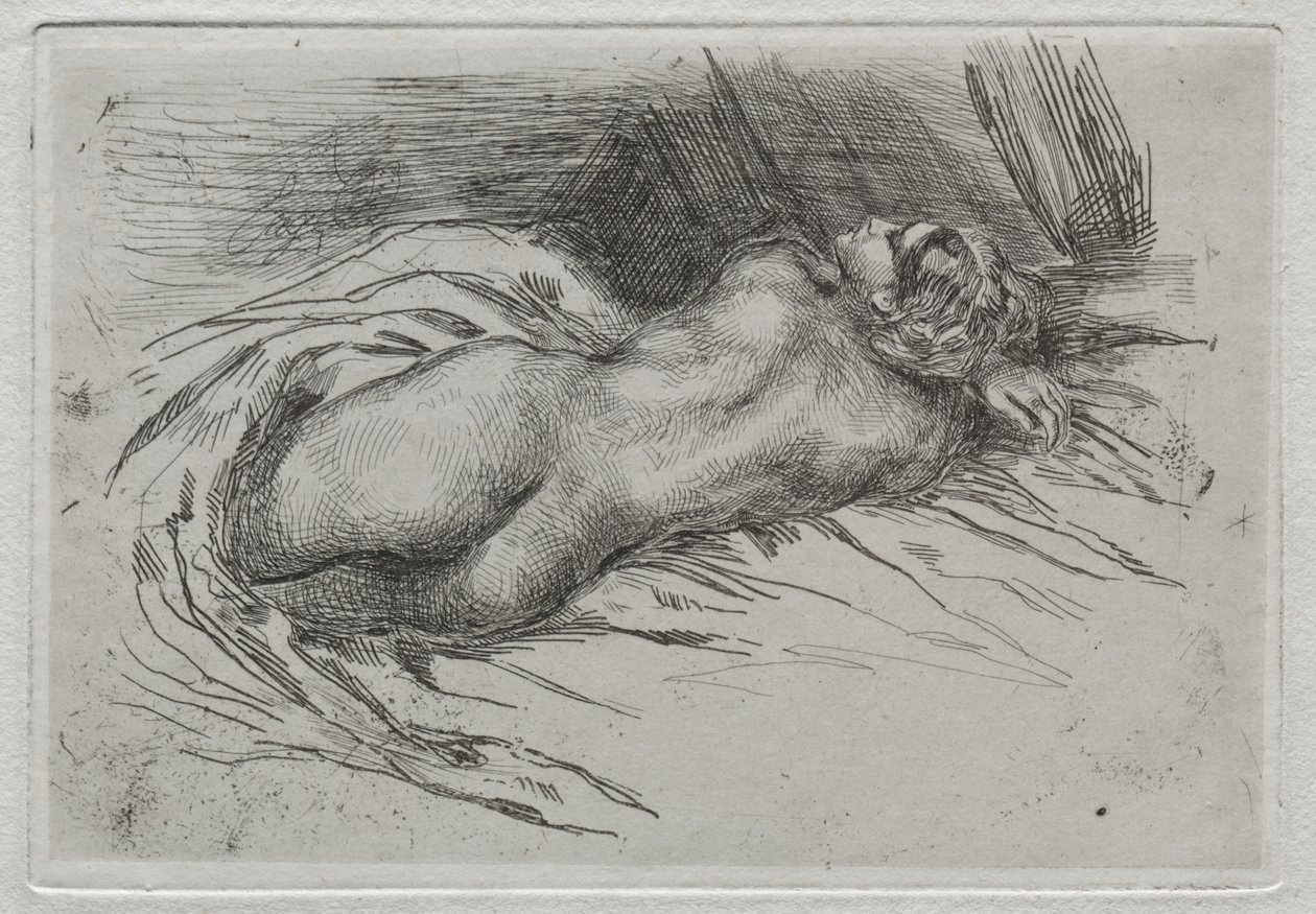 Arkadan Görülen Bir Kadının İncelenmesi by Eugène Delacroix