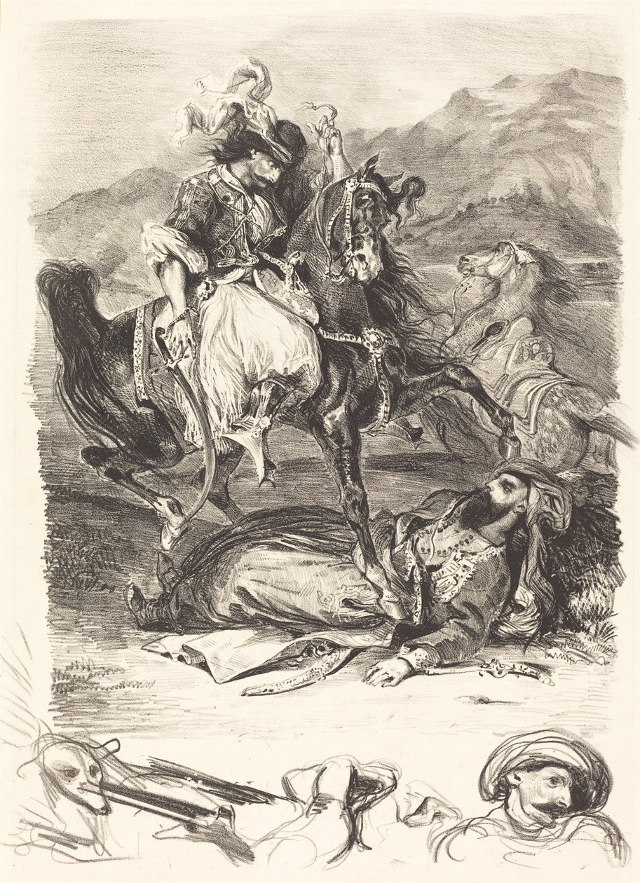 Giaour ve Paşa Savaşı (Combat du Giaour et du Pacha) by Eugène Delacroix