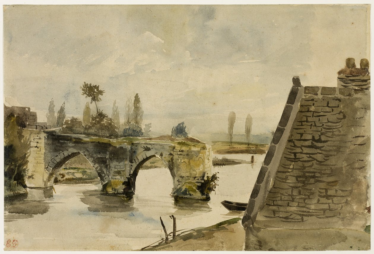 Nantes'teki Eski Köprü by Eugène Delacroix
