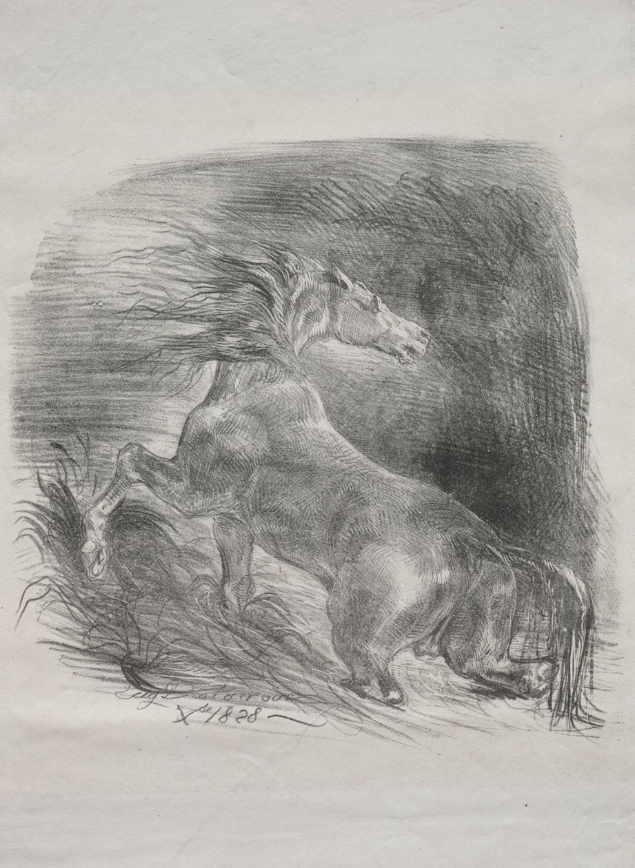 Yabani At veya Suyu Terk Eden Korkmuş At by Eugène Delacroix