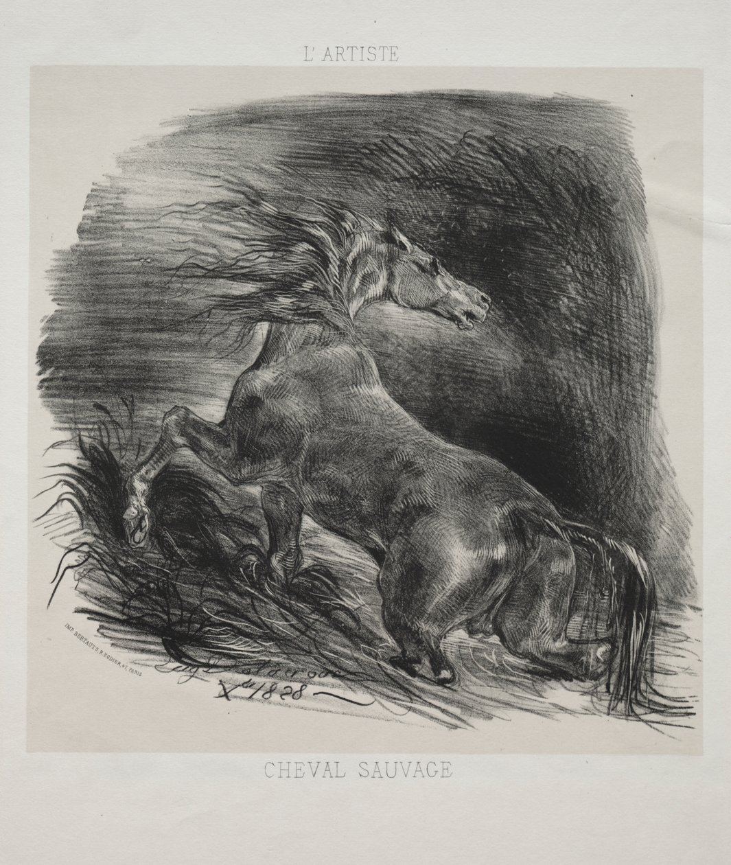 Yabani At veya Suyu Terk Eden Korkmuş At by Eugène Delacroix