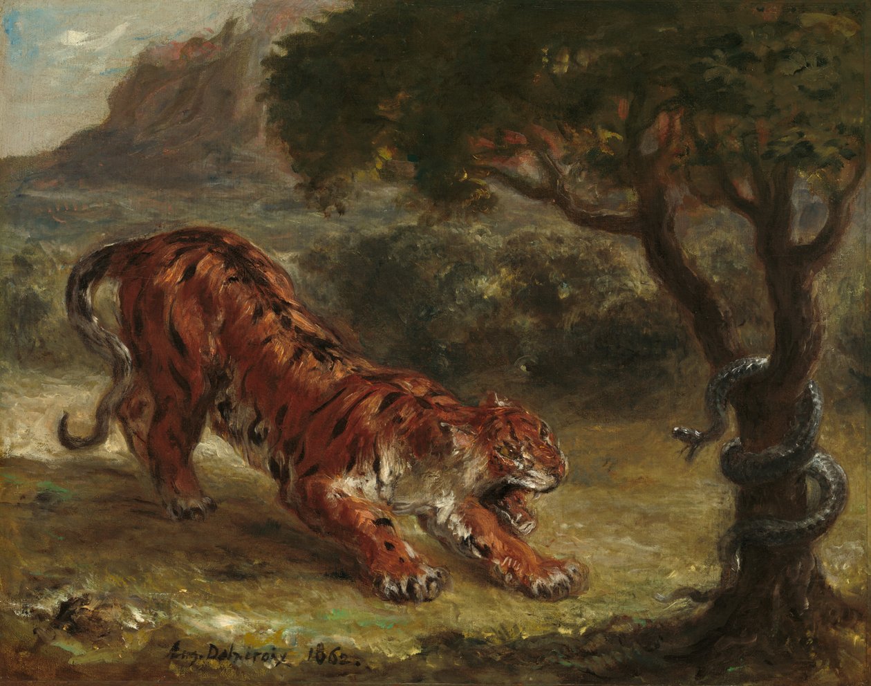 Kaplan ve Yılan by Eugène Delacroix