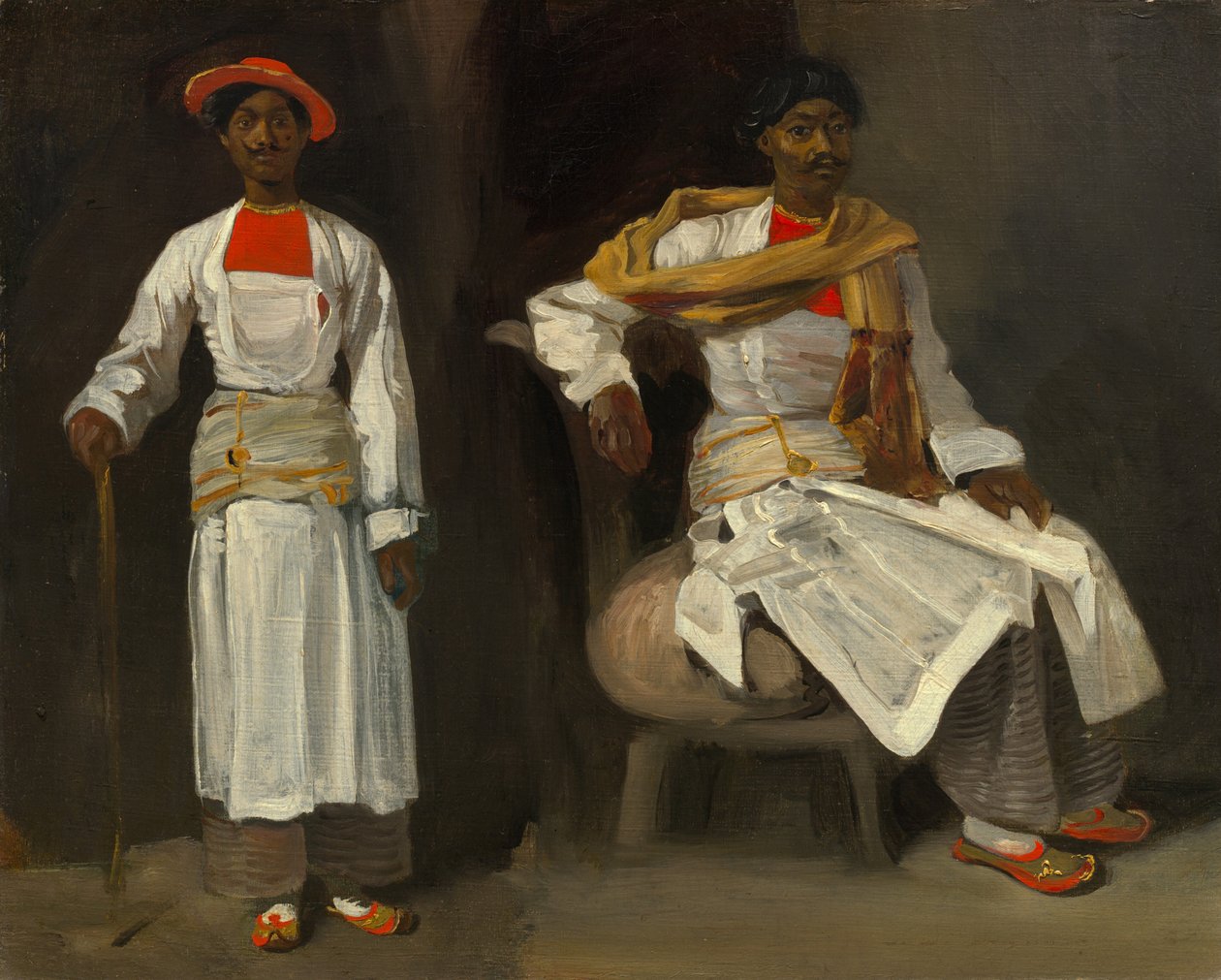 Kalkütalı Bir Kızılderilinin İki Çalışması, Oturan ve Ayakta, c. 18231824. by Eugène Delacroix