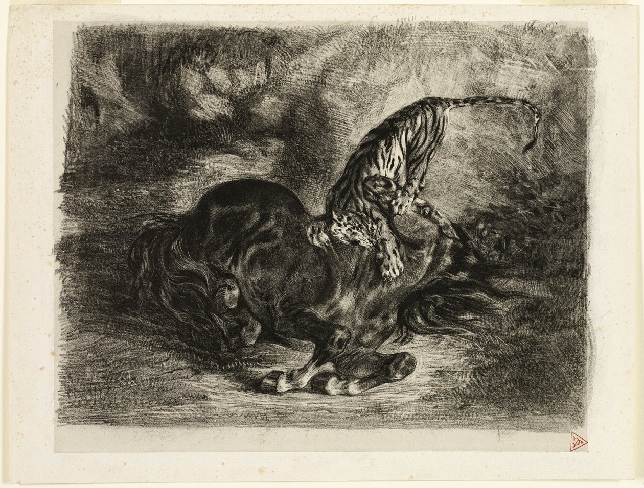 Bir Kaplanın Getirdiği Vahşi At by Eugène Delacroix