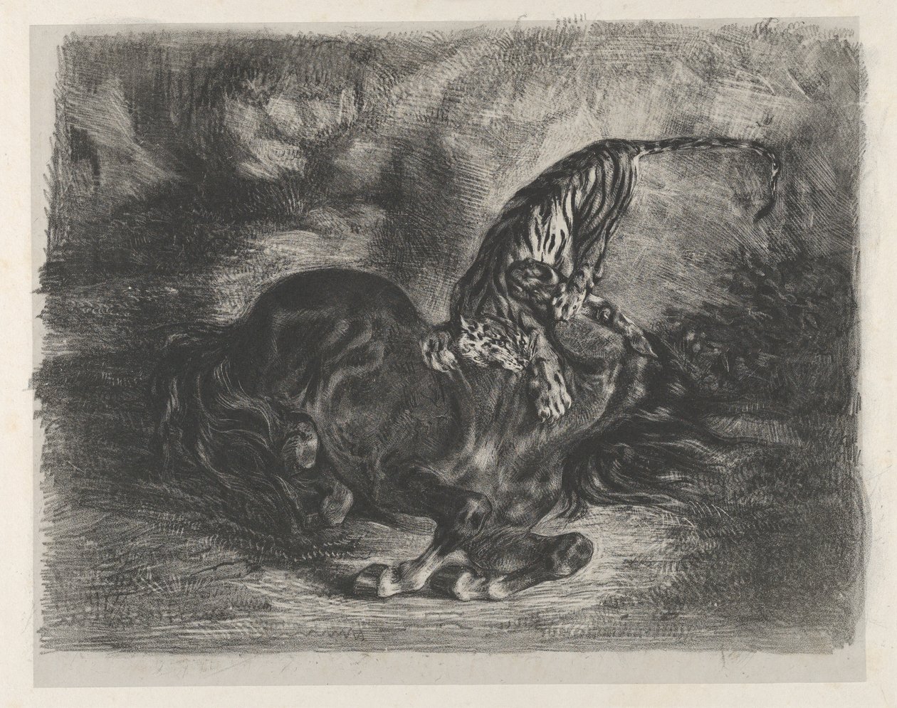 Bir Kaplan Tarafından Düşen Vahşi At, 1828., 1828. by Eugène Delacroix
