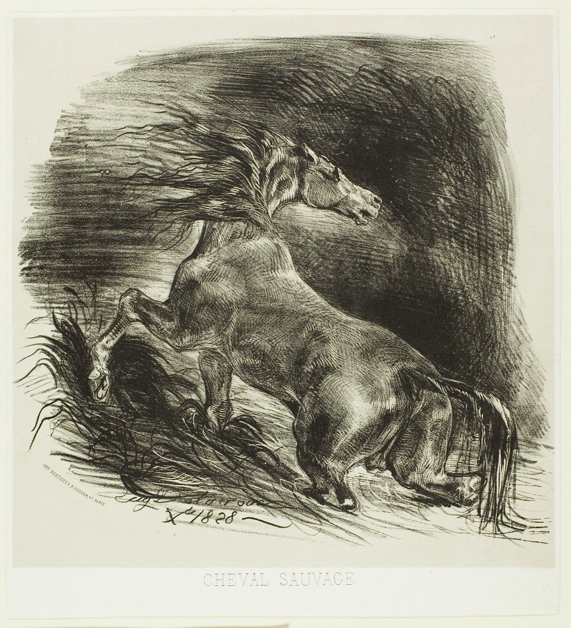 Suyu Terk Eden Yabani At veya Korkmuş At by Eugène Delacroix