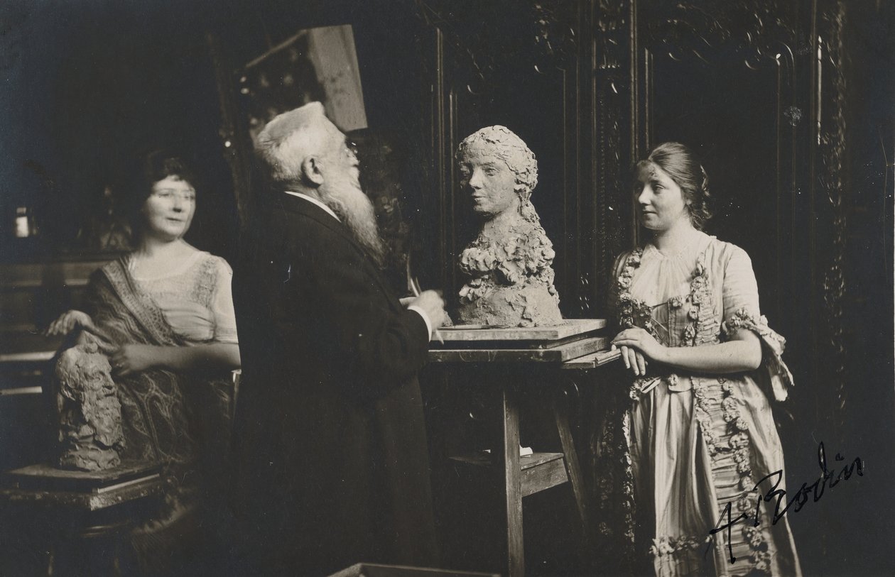 [Madame Bardey, Rodin ve Henriette, 31 Rue Campagne-Premiere, Paris], 1915-1916. by Eugène Druet