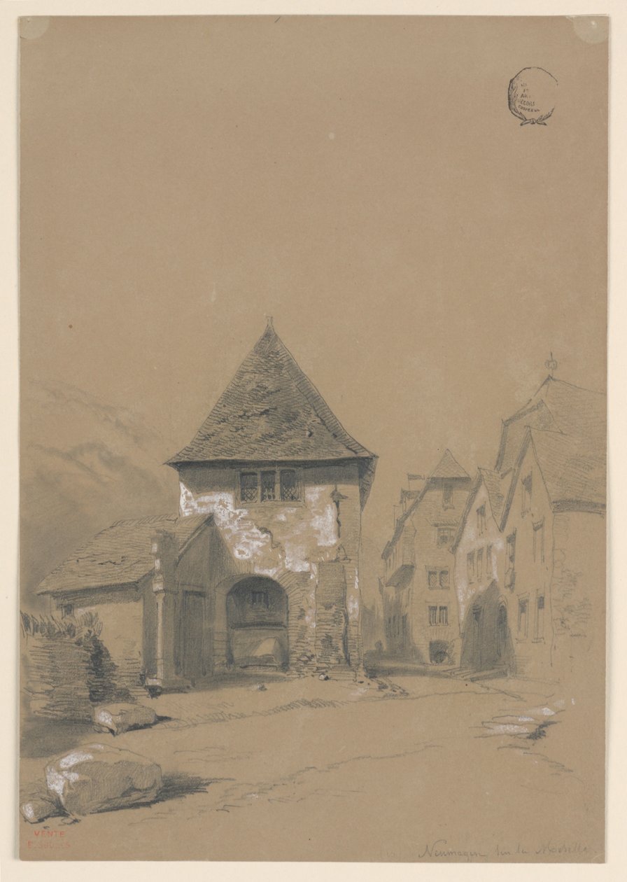 Moselle üzerinde Neumagen (Moselle üzerinde Neumagen) by Eugène Edouard Soulès