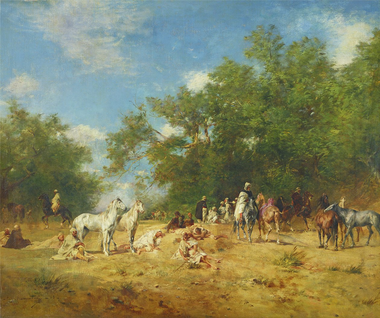 Ormanda Dinlenen Arap Atlıları, 1868 by Eugène Fromentin