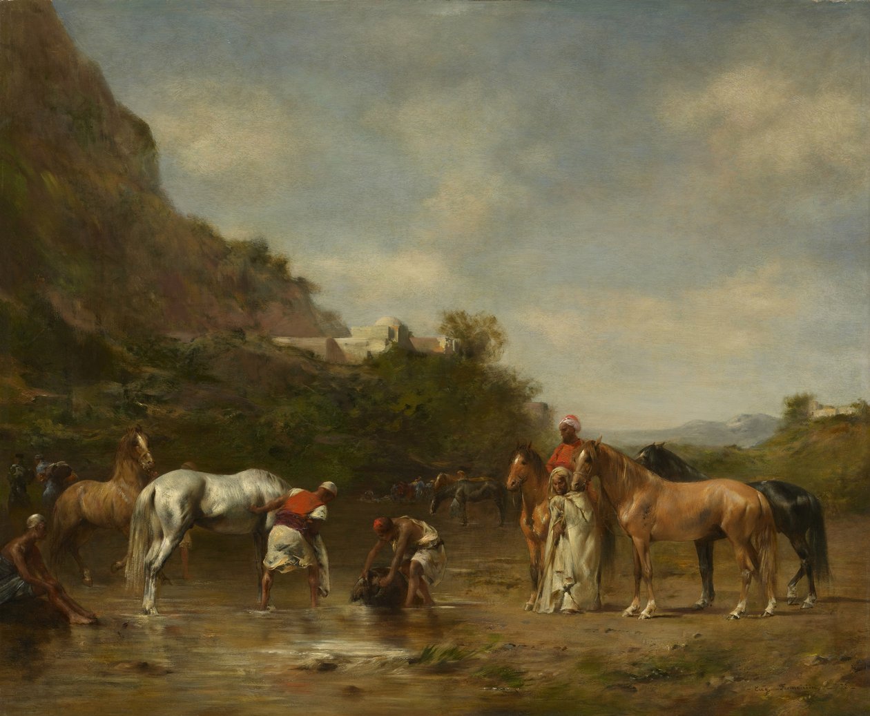 Atlarını Sulayan Araplar, 1872 by Eugène Fromentin