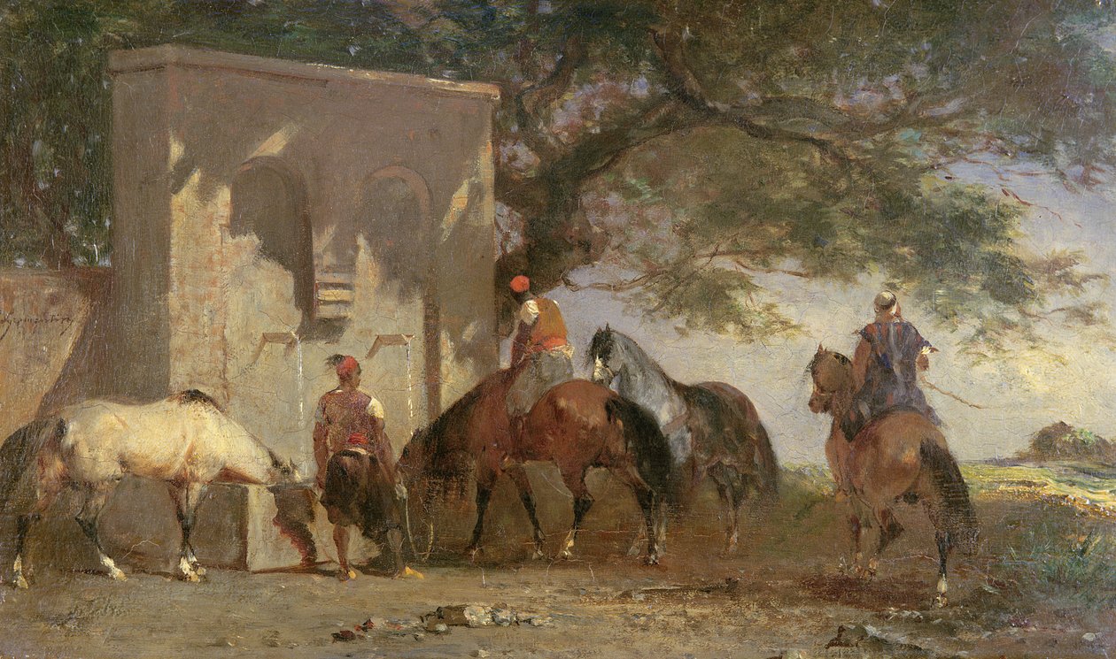 Atlarını Sulayan Araplar, 1865-75 dolayları by Eugène Fromentin