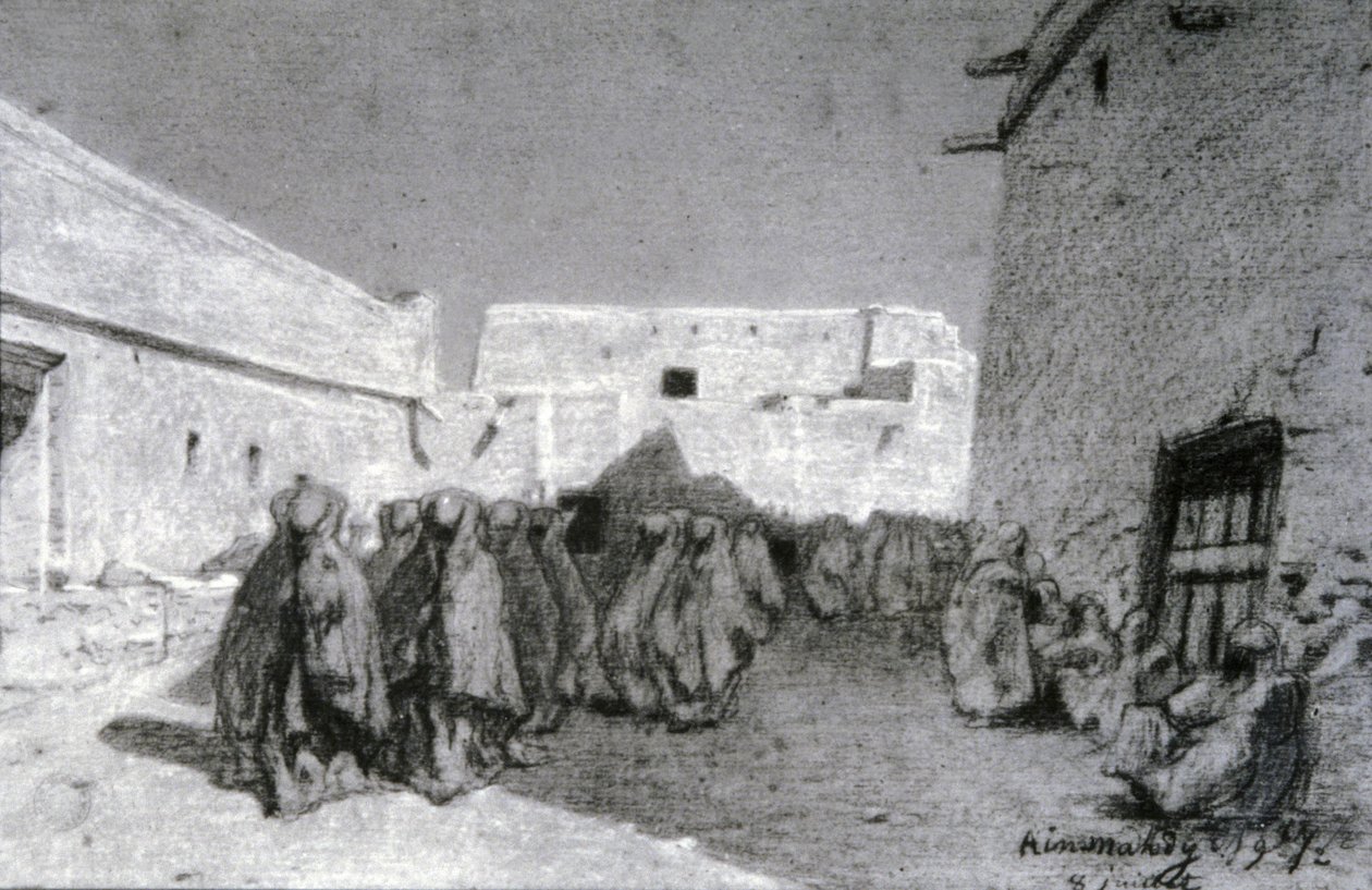 Sahel#39;deki bir köyde geçit töreni by Eugène Fromentin