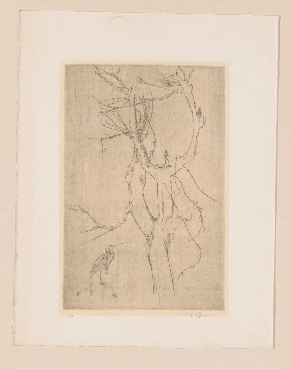 Ağaç ve balıkçıl by Eugène Joors (signed by artist)