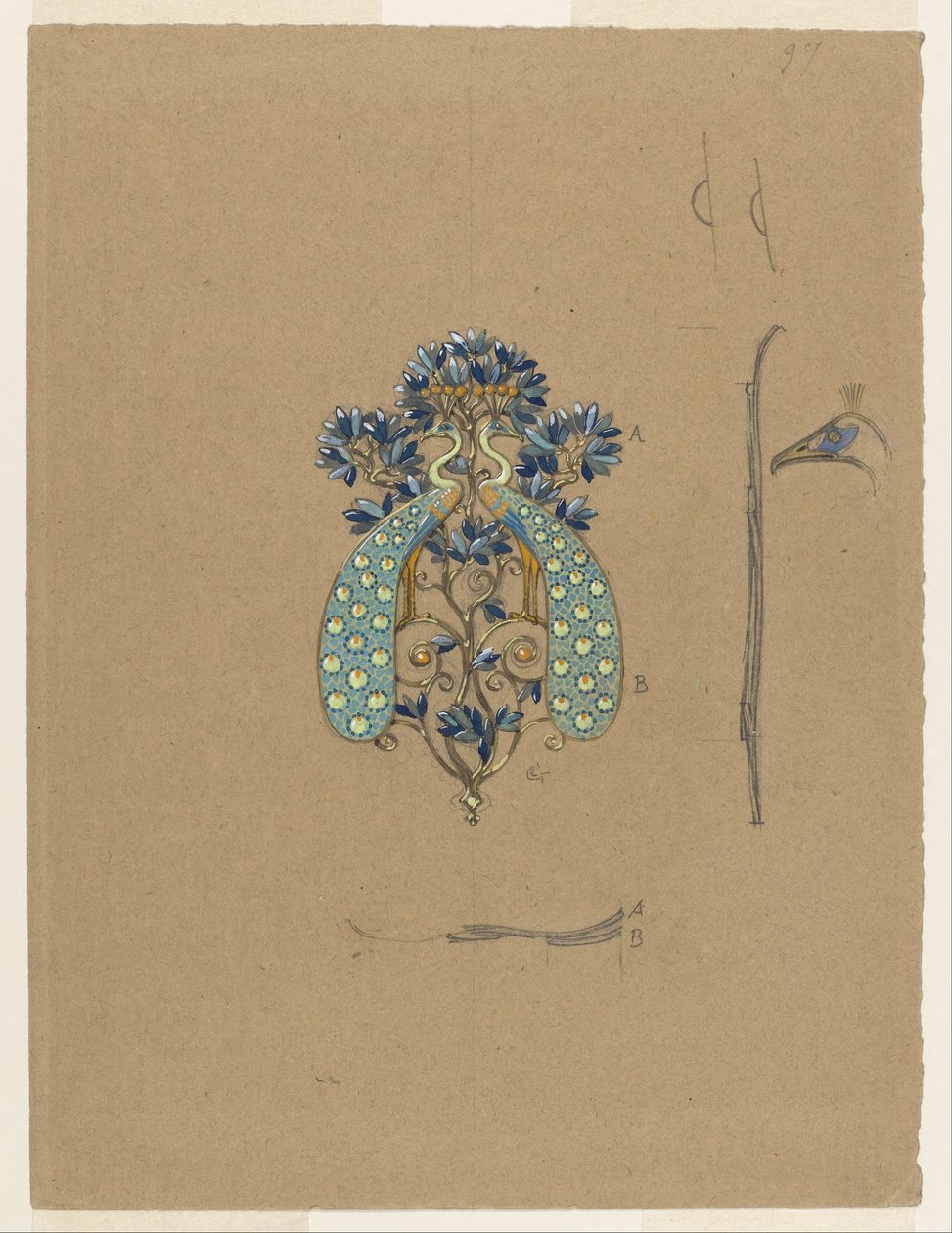 Tavus Kuşu Motifli Kemer Tokası Tasarımı by Eugene Grasset