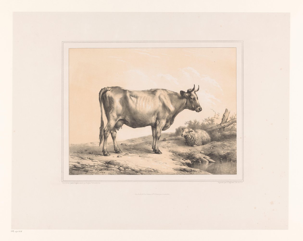 Bir manzarada inek ve koyun Çeşitli hayvanlar (dizi başlığı) Études d'Animaux (dizi başlığı) by Eugène Verboeckhoven