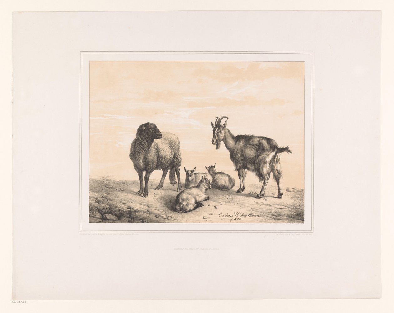 Koyun, keçi ve üç oğlak Çeşitli hayvanlar (dizi adı) Études d'Animaux (dizi adı) by Eugène Verboeckhoven