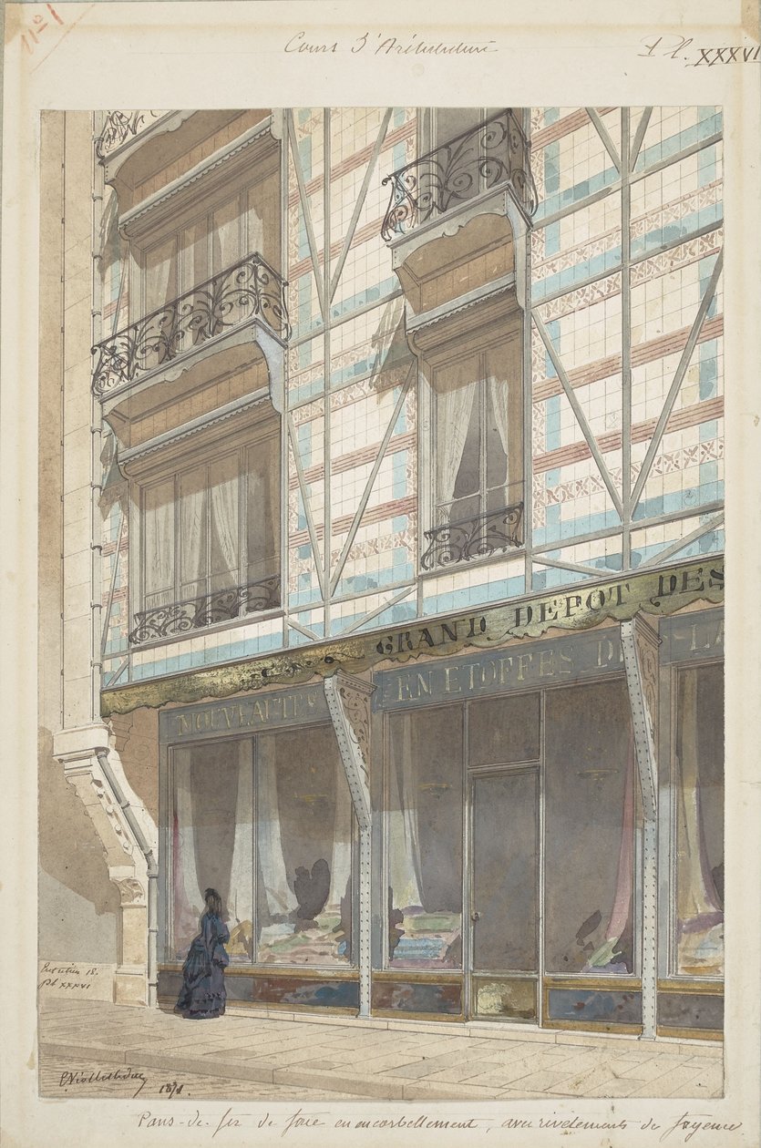 Sırlı toprak kaplamalı demir çerçeveli ev by Eugène Viollet le Duc