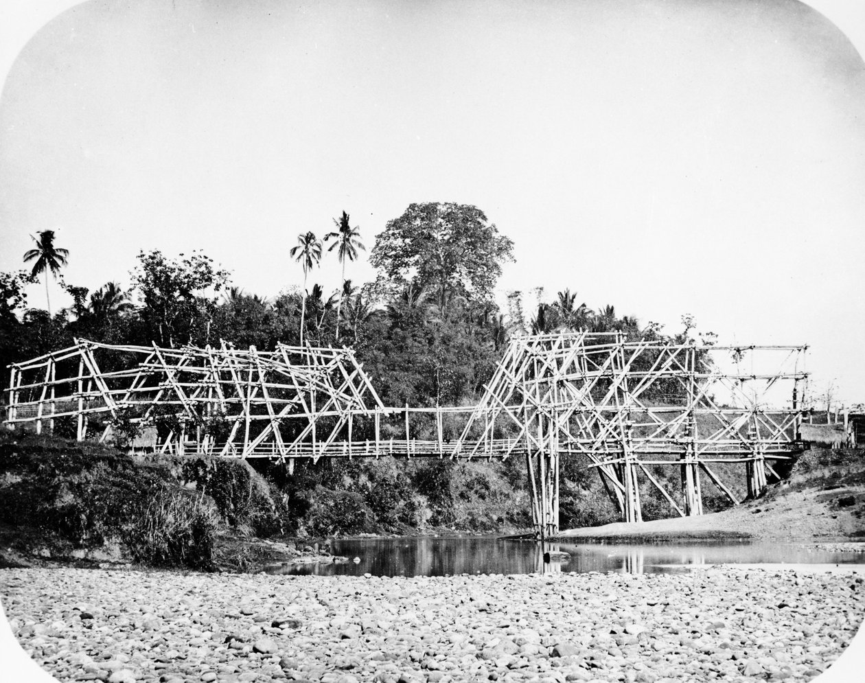 Bambu Asma Köprü, Java c.1870s by European Photographer