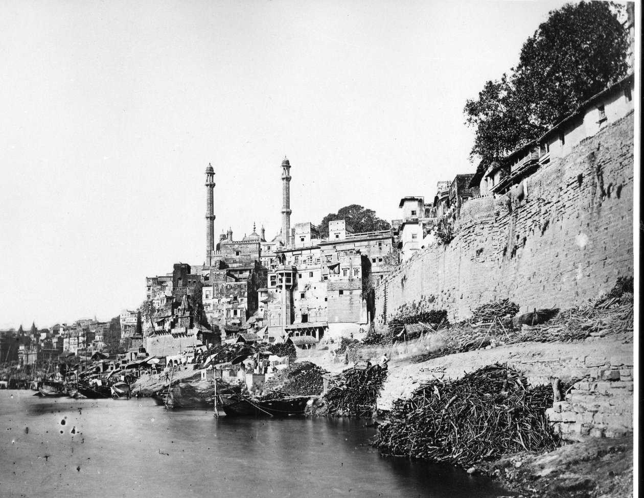 Pachganga Ghat ve Aurangzeb Camii, Benares, 1860-70
