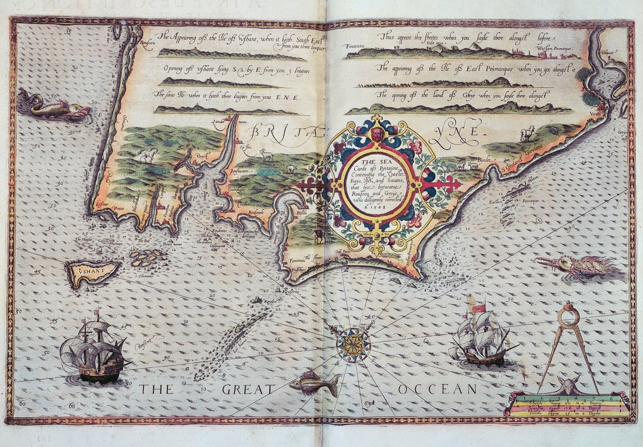 Brittany kıyı şeridi haritası, 1588 by European School