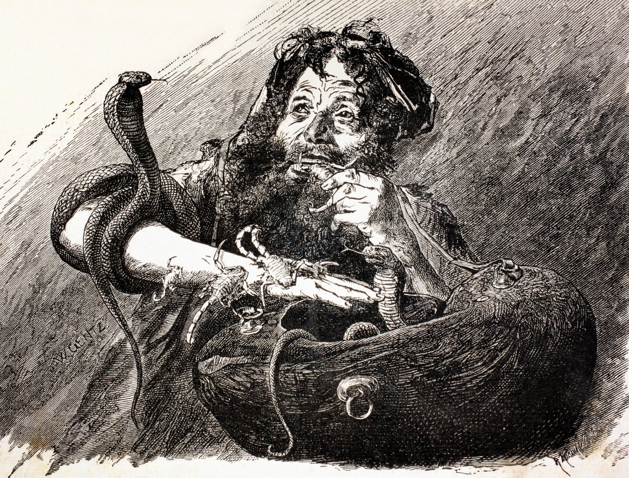 19. yüzyılda akrep yiyen bir Mısırlı Derviş. El Mundo Ilustrado
