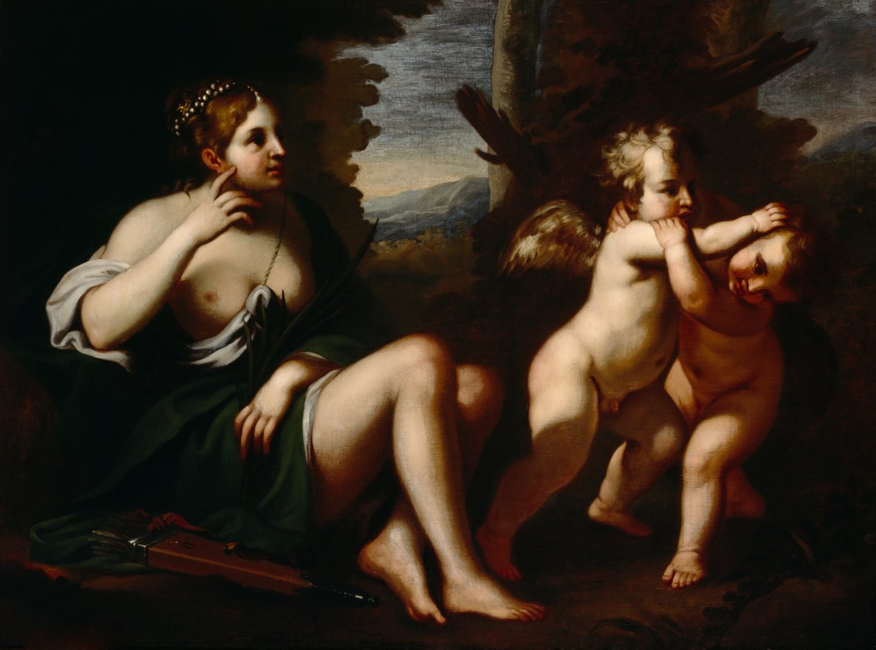 Diana ve Cupids (tuval üzerine yağlıboya) by European School