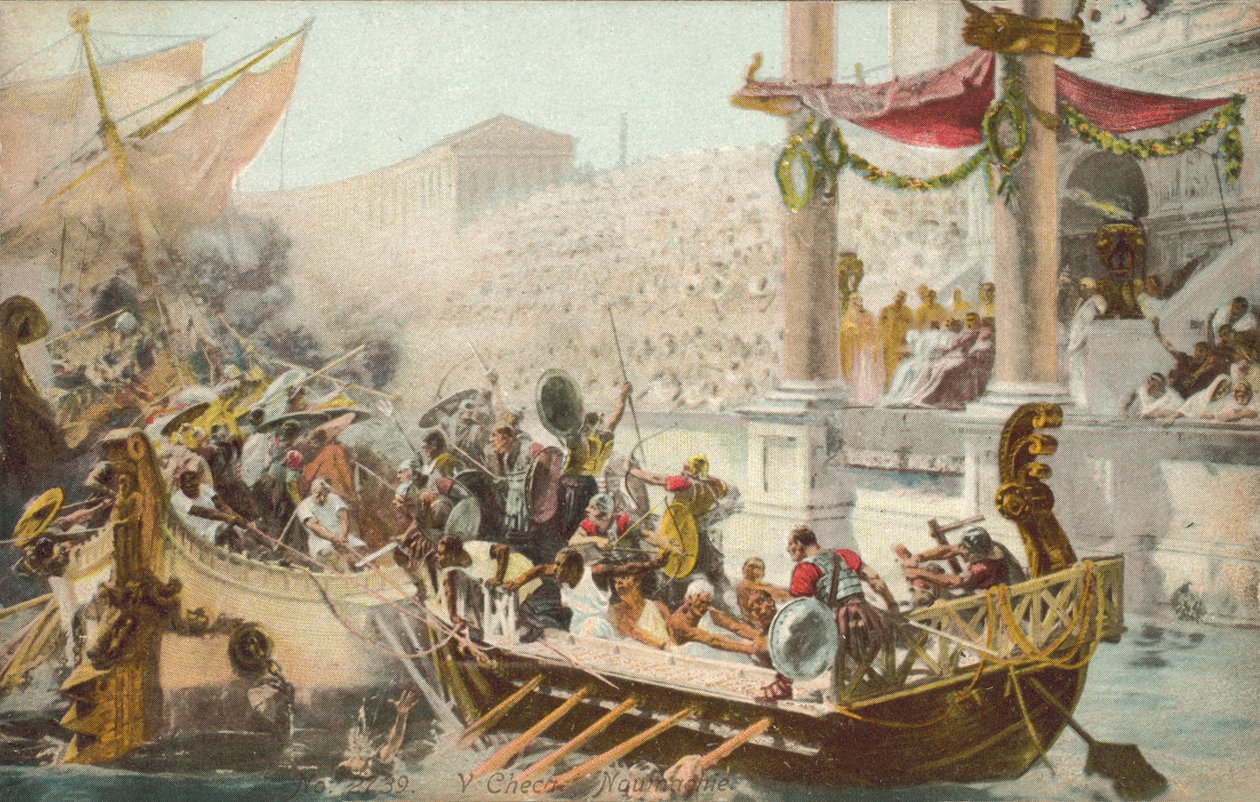 Roma amfitiyatrosunda sahte deniz savaşı (renkli lito) by European School