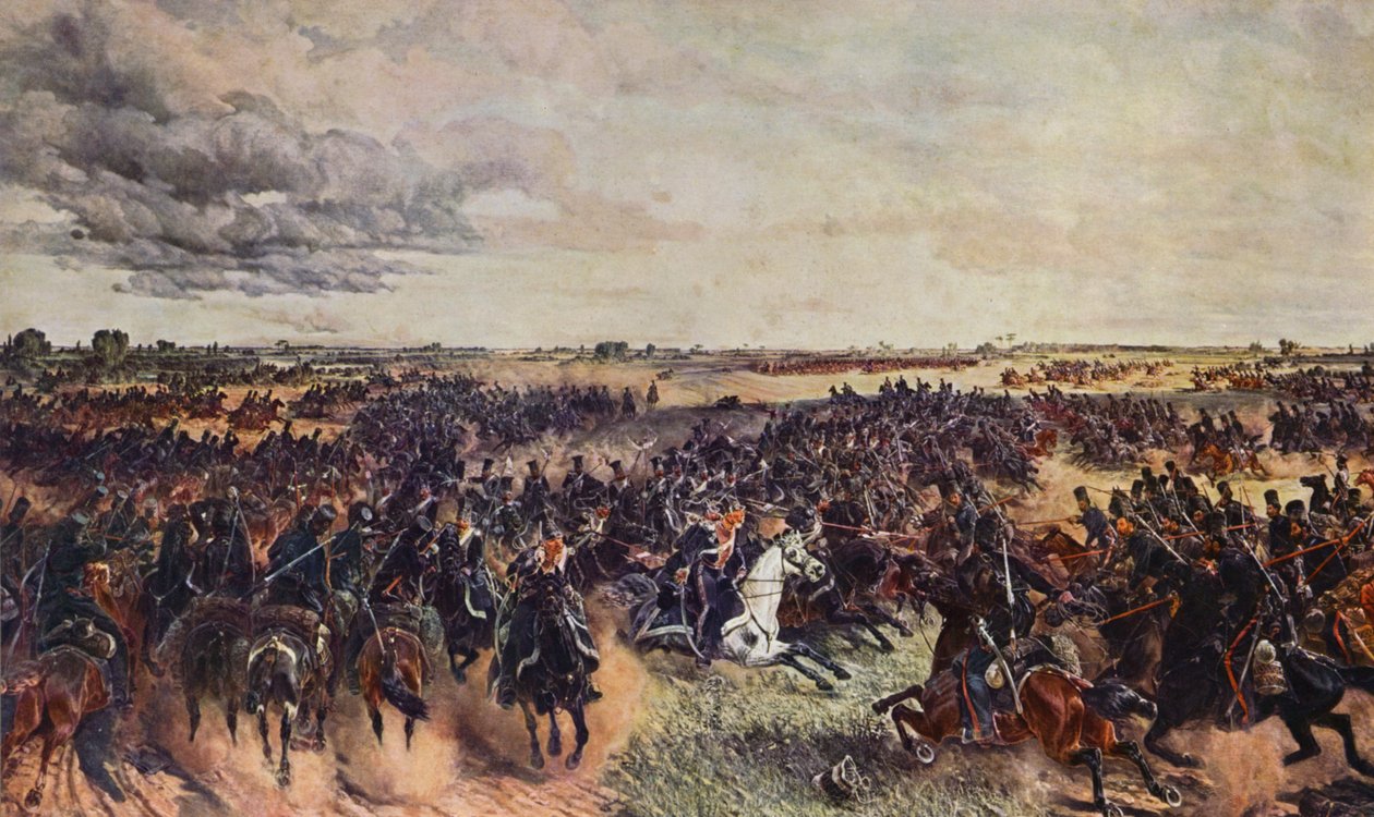 Don Kazakları ile savaşan Napolyon birlikleri (renkli taş baskı) by European School
