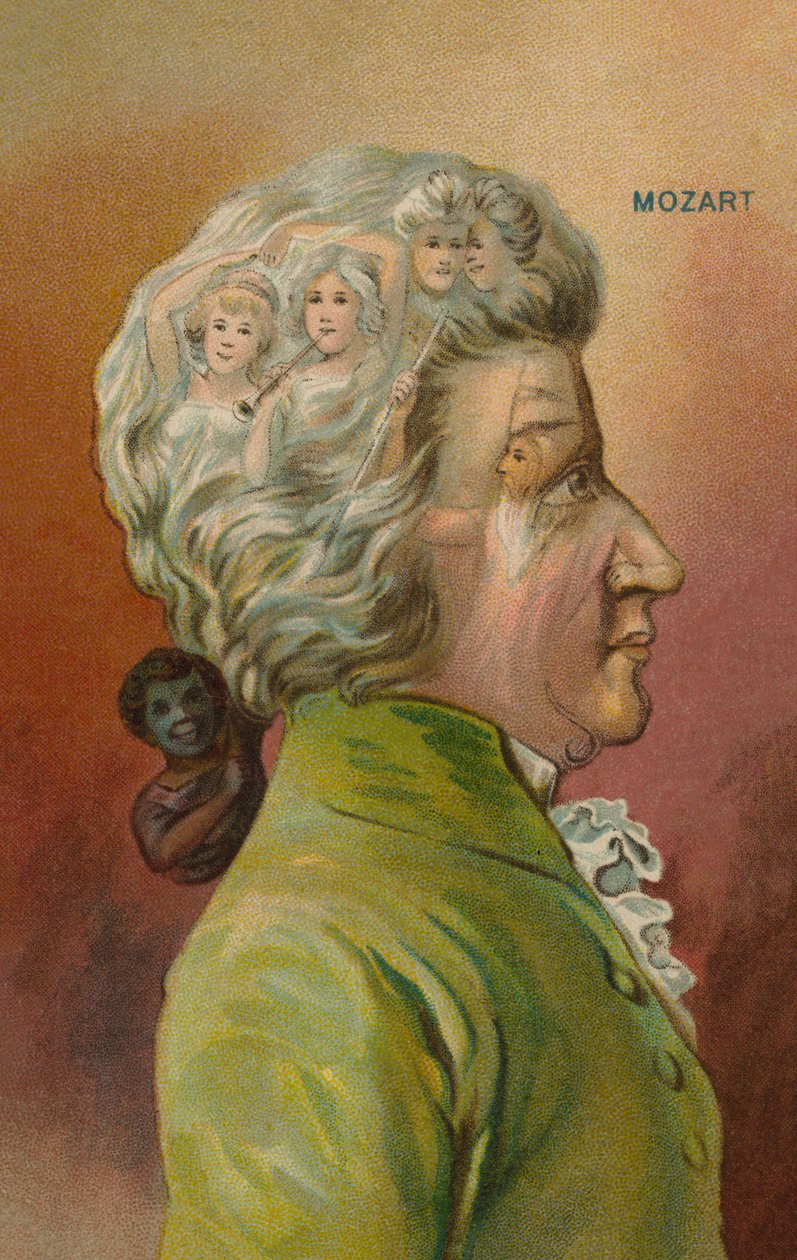 Wolfgang Amadeus Mozart, Avusturyalı besteci (chromolitho) by European School