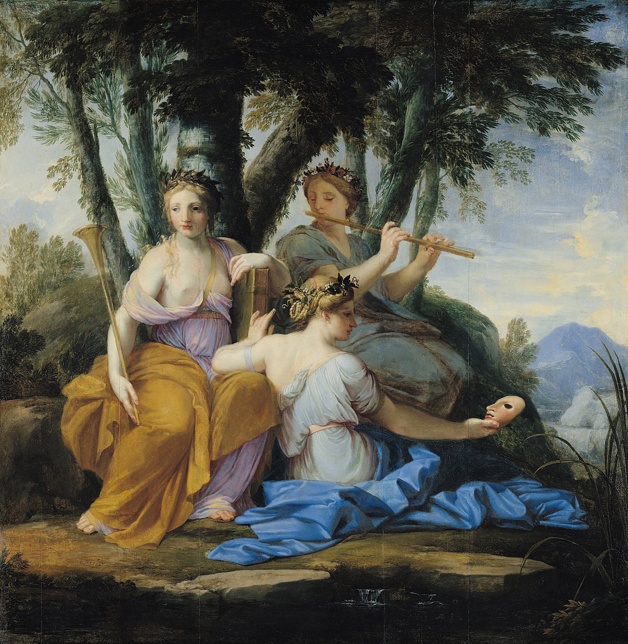 Muses, Clio, Euterpe ve Thalia, c.1652-55 (panelde yağlı boya) by Eustache Le Sueur