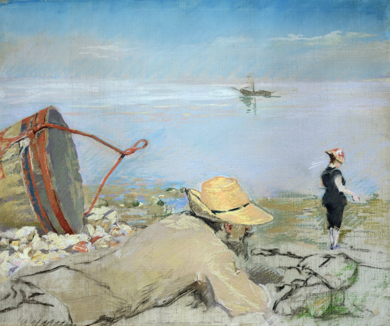 Henri Guerard Sahilde Dinlenmek (tuval üzerine pastel) by Eva Gonzalès