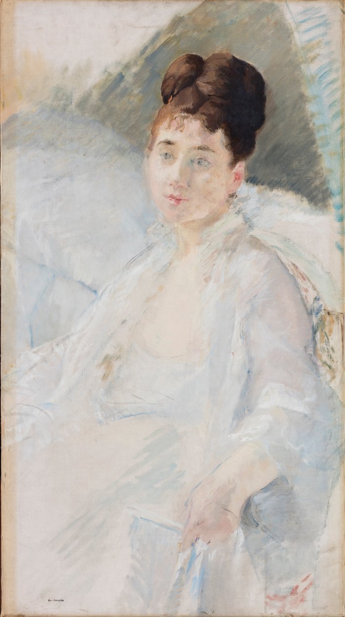 İyileşen. Beyazlı Bir Kadının Portresi, 1877-1878. by Eva Gonzalès