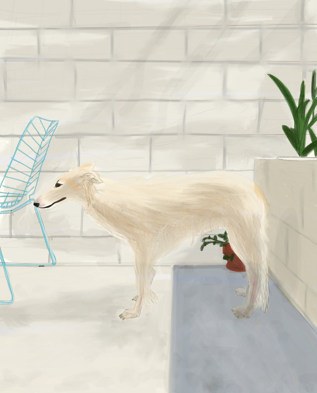 Penny On The Back Porch 2017 (iPad üzerinde Apple kalem ile elle çizilmiştir) by Evan Sklar