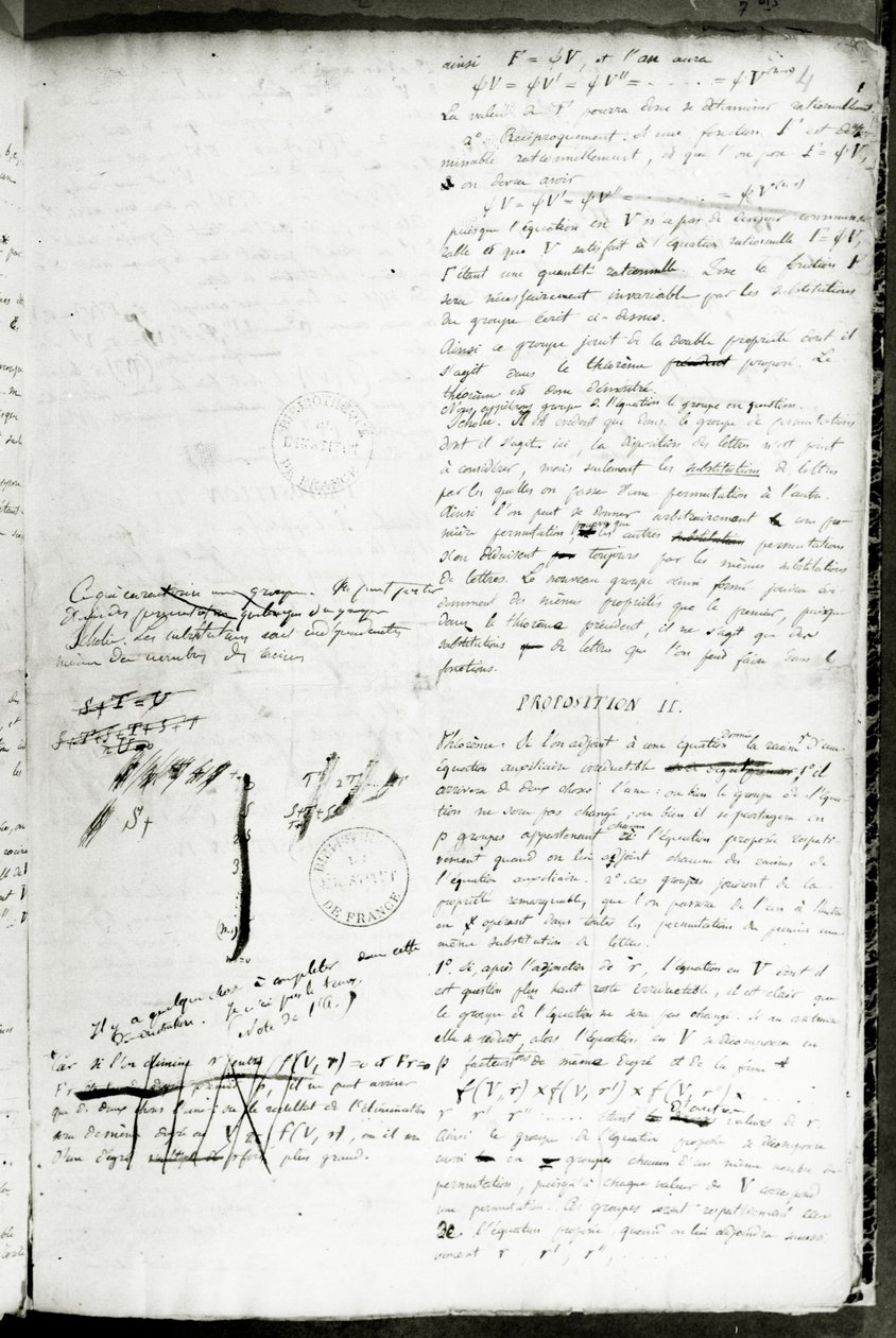 Ms 2108 f.4 Bir denklemi radikallerle çözme koşulları üzerine yazılar, 1832 (ayrıca bkz. 237127) by Evariste Galois
