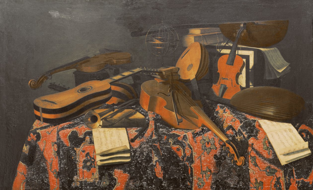 Müzik aletleri ile natürmort by Evaristo Baschenis