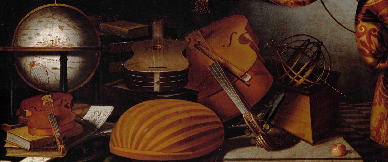 Müzik Aletleri, Küre ve Armillary Küre Detayı ile Natürmort, 17. yüzyıl. by Evaristo Baschenis