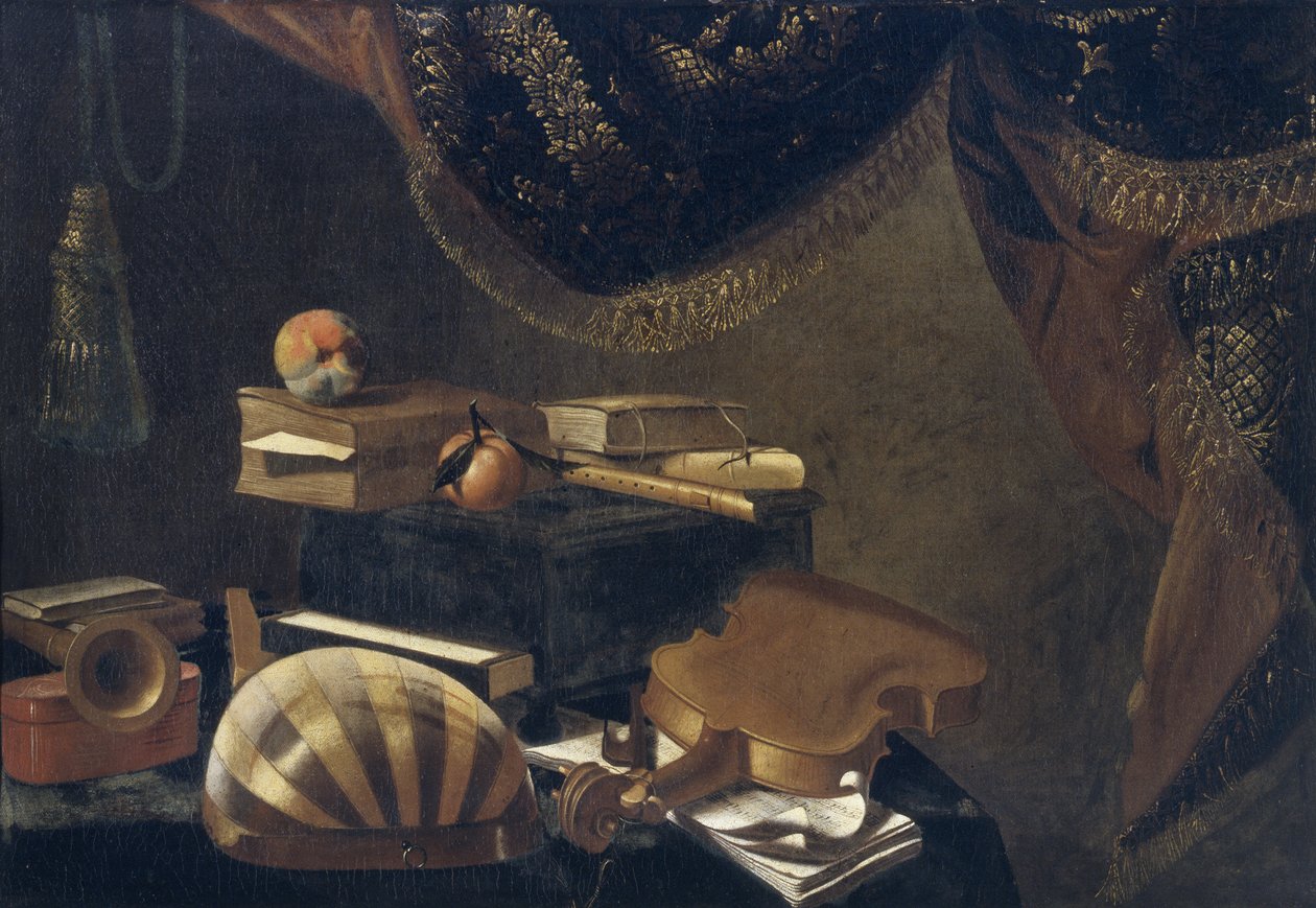 Müzik aletleri ile natürmort by Evaristo Baschenis