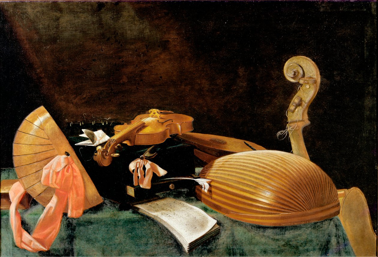 Müzik aletleri ile natürmort by Evaristo Baschenis