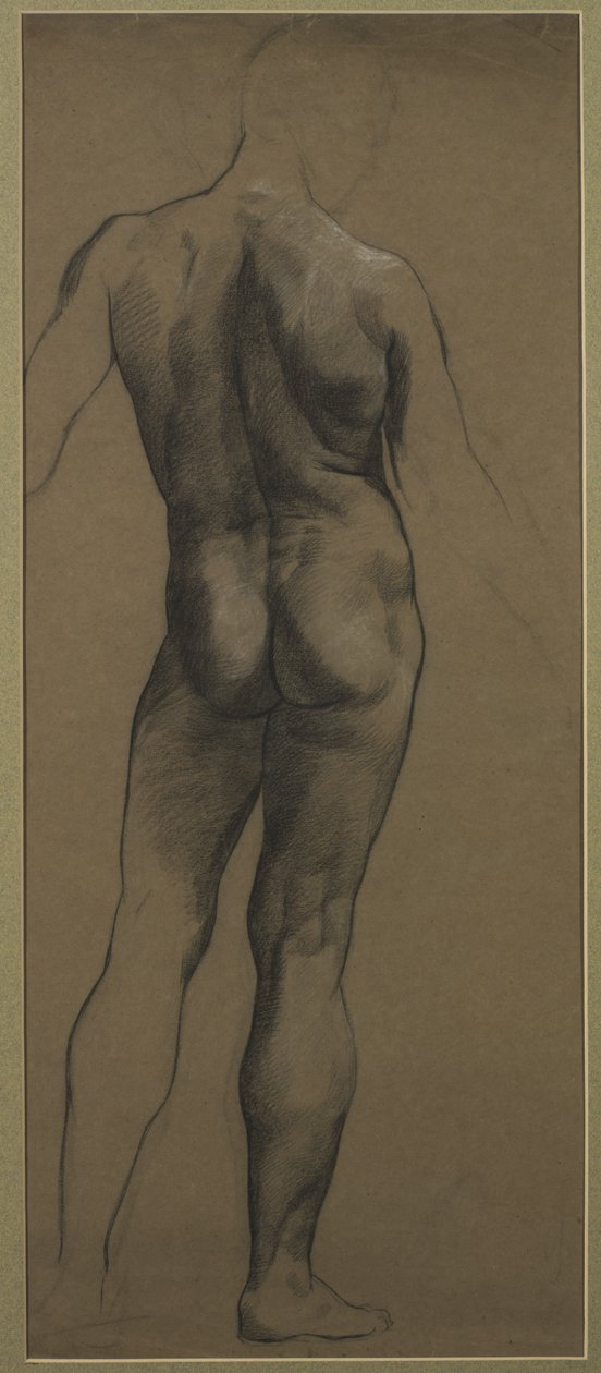 Erkek Çıplak Çalışması (kahverengi kağıt üzerinde siyah ve beyaz tebeşir) by Evelyn De Morgan