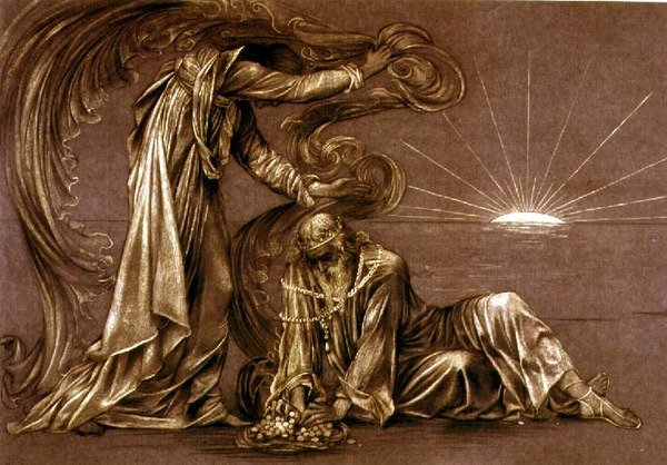 Earthbound için tamamlanmış çalışma, c.1897 (tebeşir) (bkz. 27982) by Evelyn De Morgan