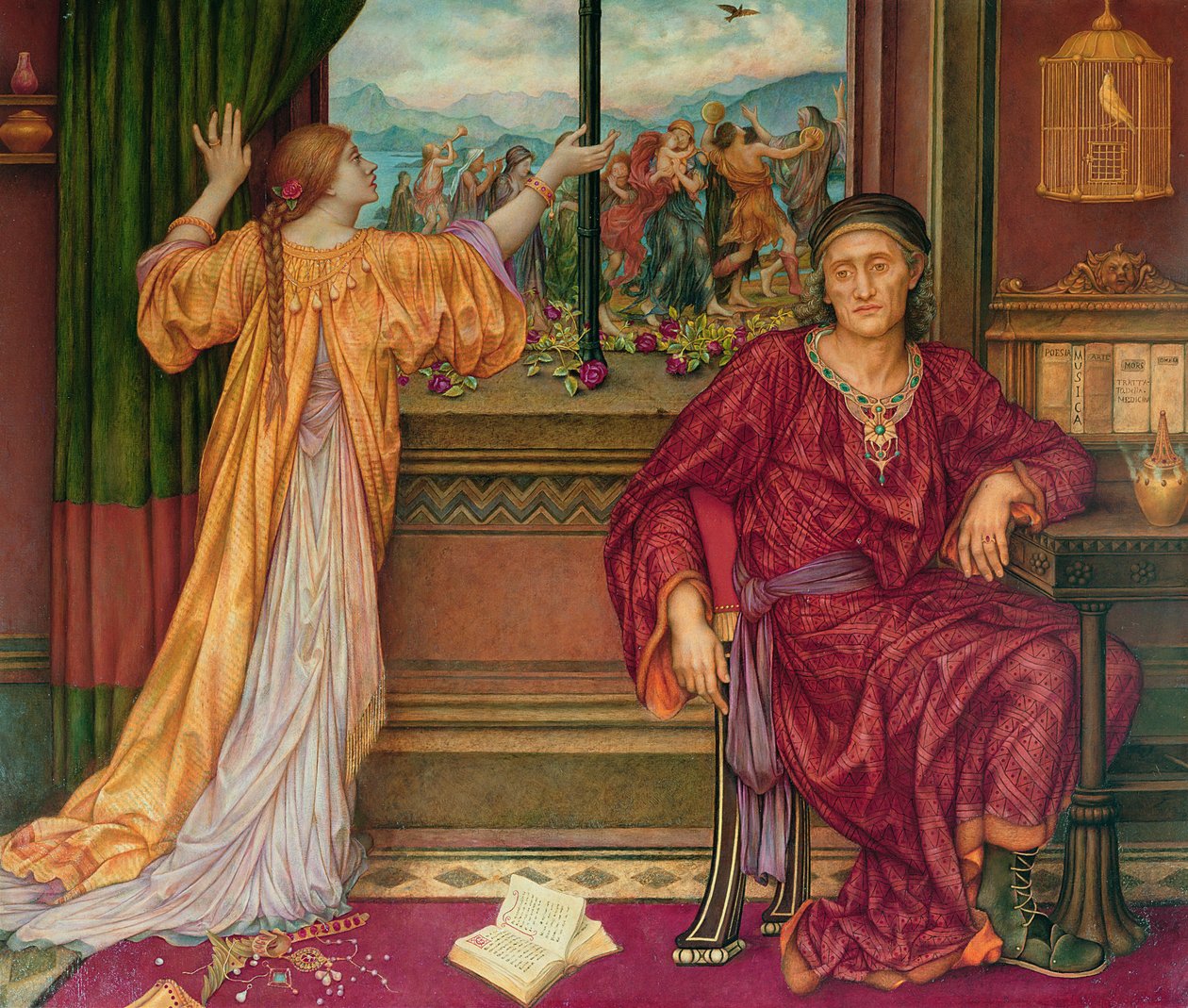 La kafes dore - Yaldızlı Kafes, De Morgan, Evelyn (1855-1919). Tuval üzerine yağlıboya, 1900-1919 arası. Watts Galerisi by Evelyn De Morgan