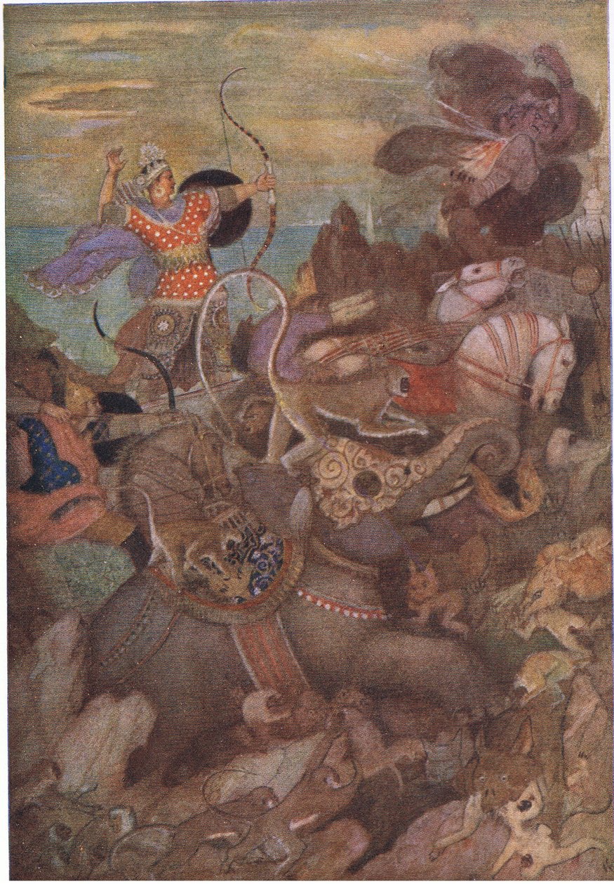 Rama, düşmanına korkunç bir ok fırlattı by Evelyn Paul